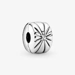 Pandora Silver Daisy Flower Charm with Clear Stone